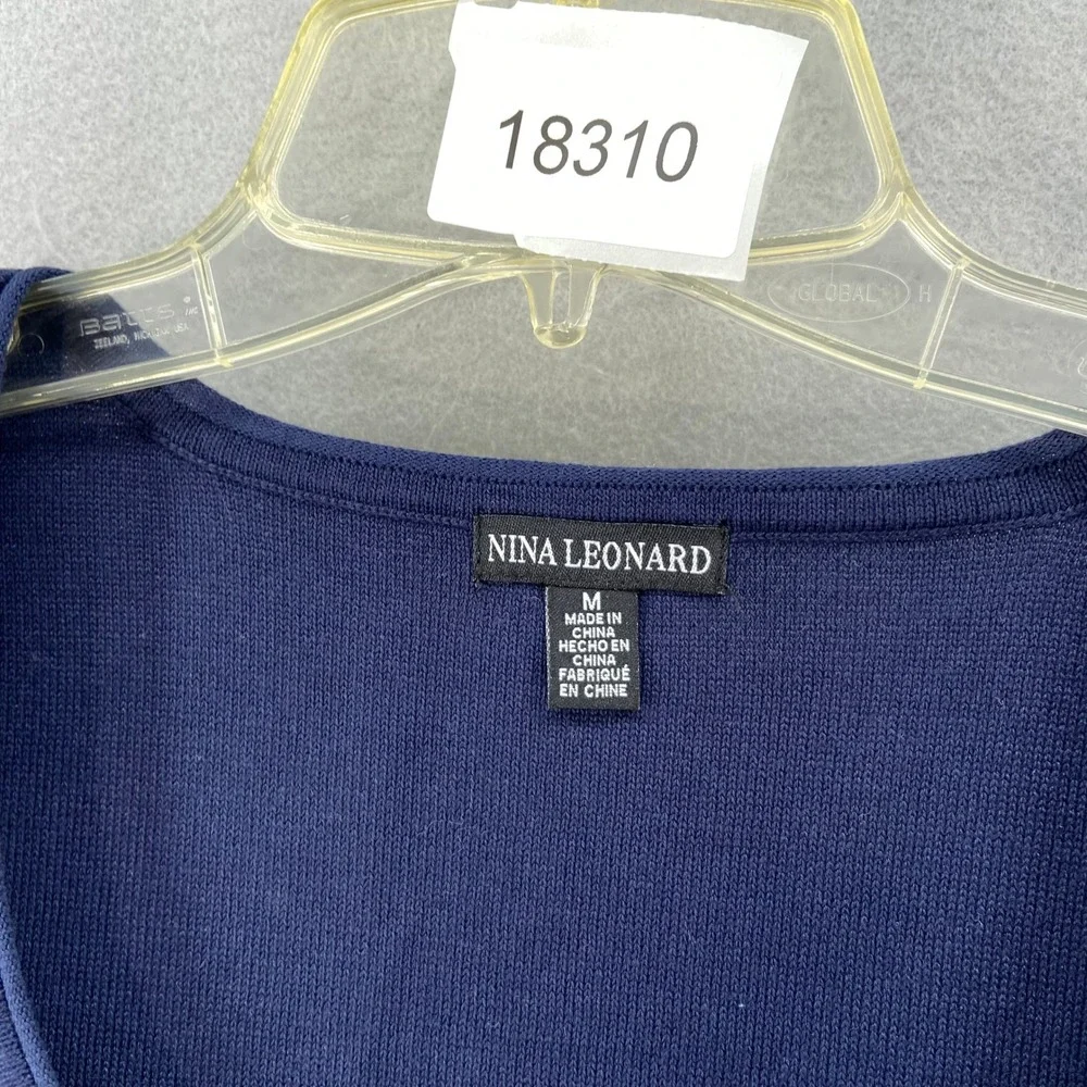 Nina Leonard Shirt Womens Sz M Blue Sleeveless Knit Tank Top Casual Patchwork - Picture 10 of 10